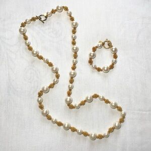 Anne Klein gold and pearl necklace and bracelet set
